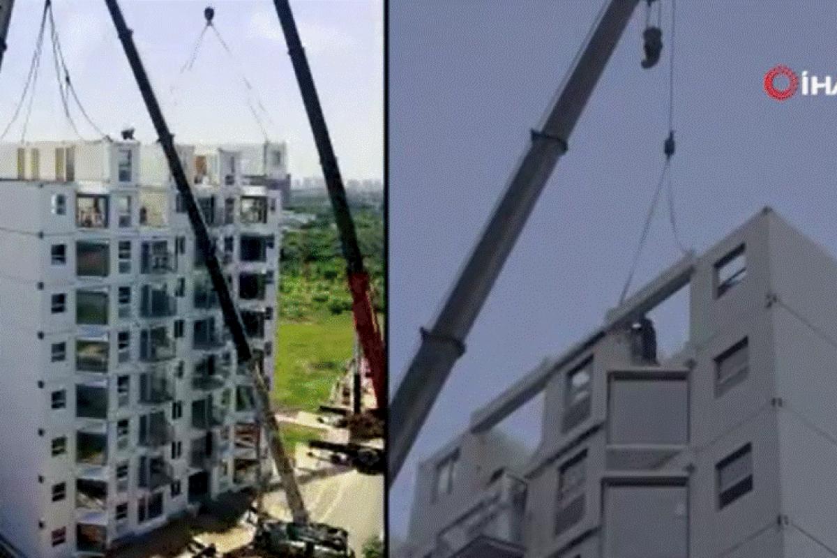 Çinli şirket 28 saatte 10 katlı bina inşa etti