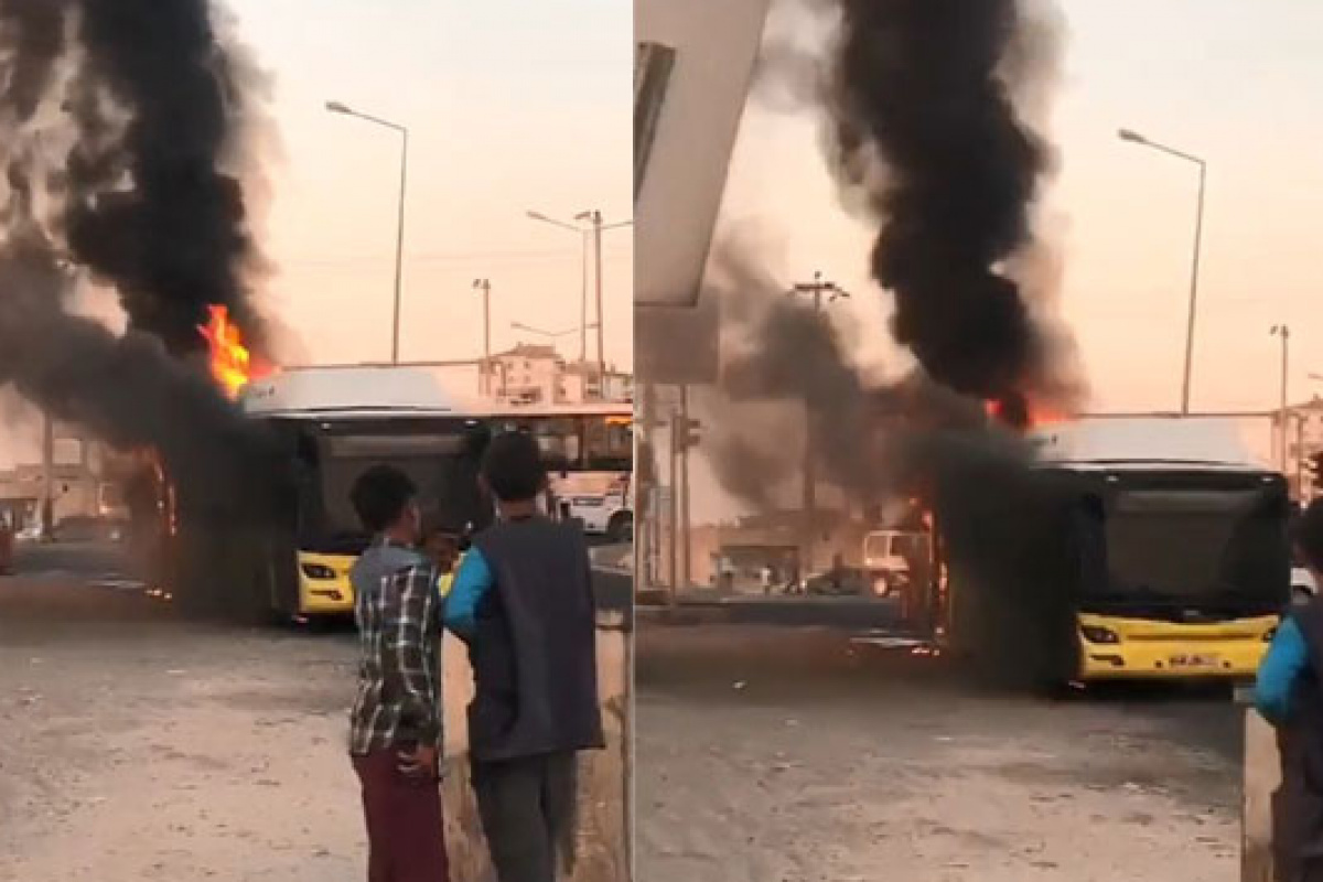 Diyarbakırda şehir içi toplu taşıma aracında korkutan yangın