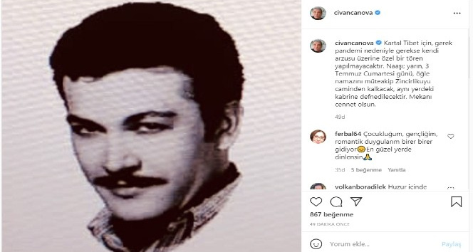 Ünlü Yeşilçam oyuncusu Kartal Tibet’in cenaze detayları belli oldu