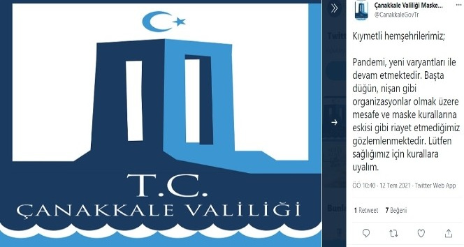 Çanakkale Valiliğinden varyant uyarısı