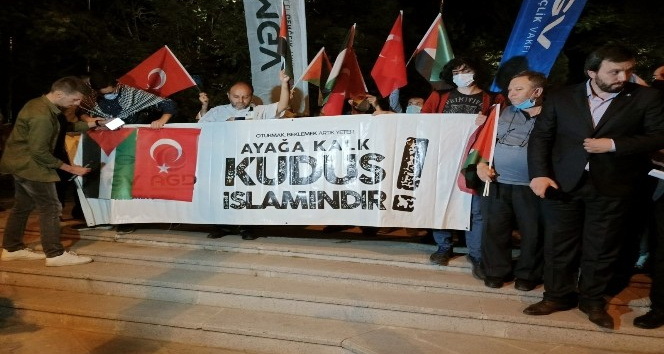 Sivil toplum kuruluşlarından İsrail Büyükelçiliği önünde protesto