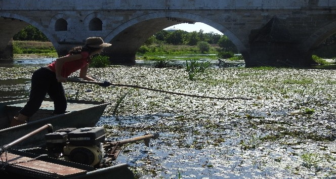 İspanyol öğretim görevlisi doğaseverlerle Tunca Nehri’nde temizlik yaptı