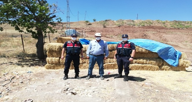 Hırsızlar şimdide çiftçinin samanına göz dikti: Jandarma PTS’den tespit etti, hırsızı yakaladı