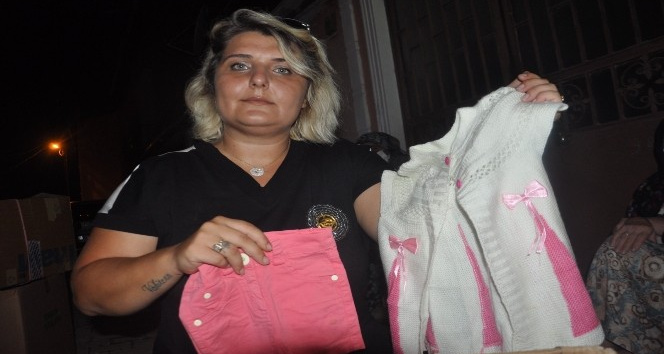 Doğmamış bebeğinin kıyafetlerini gözyaşlarıyla yangın zedelere gönderdi