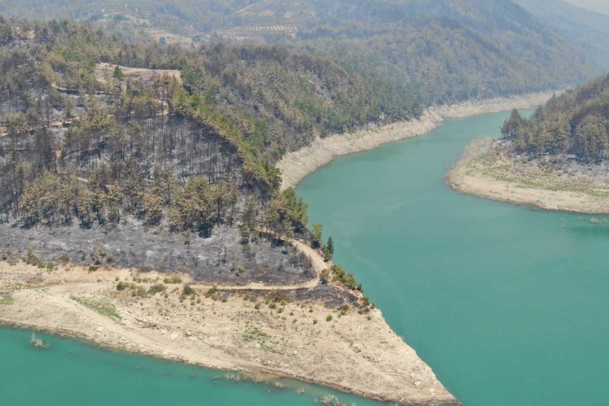 Manavgat'ta söndürülen alanlar havadan görüntülendi