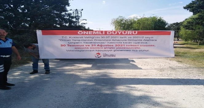 Kırklareli’nde orman ve mesire alanlarında önlemler artırıldı