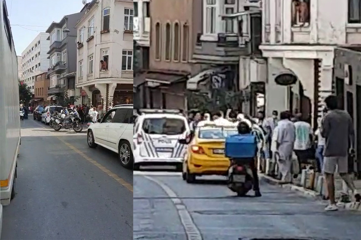 Beyoğlu’nda tekmeli ve yumruklu kavga kamerada