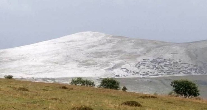 Posof yaylaları dolu yağışı ile beyaza büründü