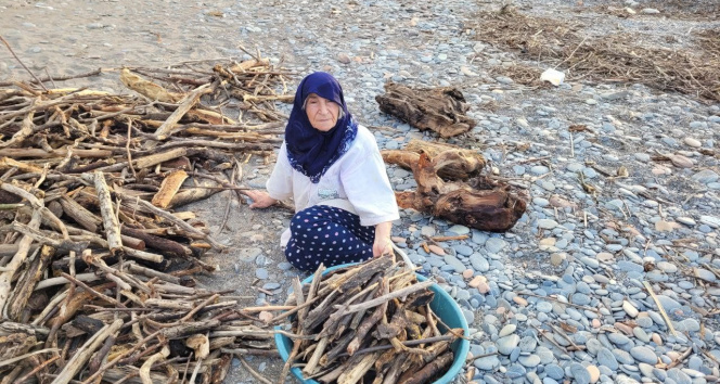 Selin etkili olduğu Kastamonuda sahile vuran odunları vatandaşlar topluyor