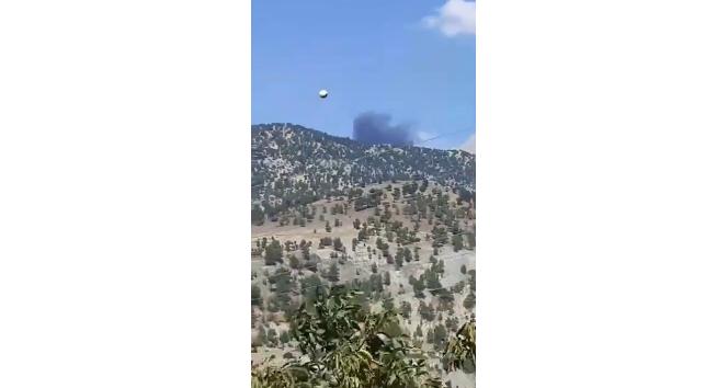 Kahramanmaraş’ta uçağın düşme anı görüntülendi