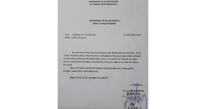 DEVA Partisi’nde istifa