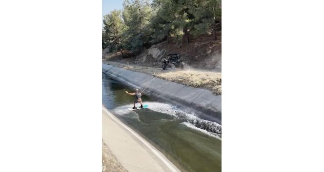 Denizi olmayan Denizli’de sörf yaptı