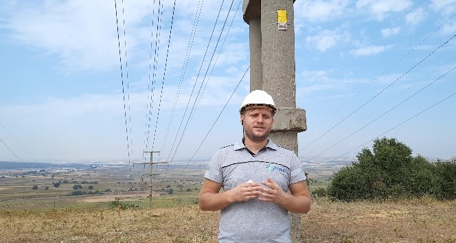 İpe dolanarak mahsur kalan leyleği arıza ekipleri kurtardı
