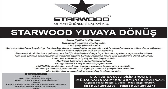 Starwood’dan “Büyük patron emekli oldu, yuvaya dönebilirsiniz” ilanı