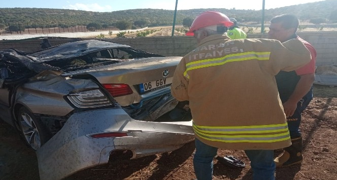 Mardin’de takla atan otomobil alev aldı: 1 yaralı