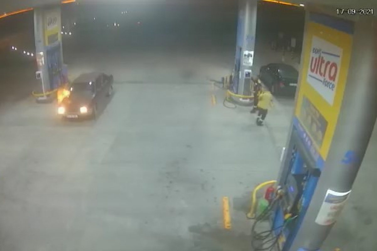 Benzin istasyonunda facianın eşiğinden dönüldü