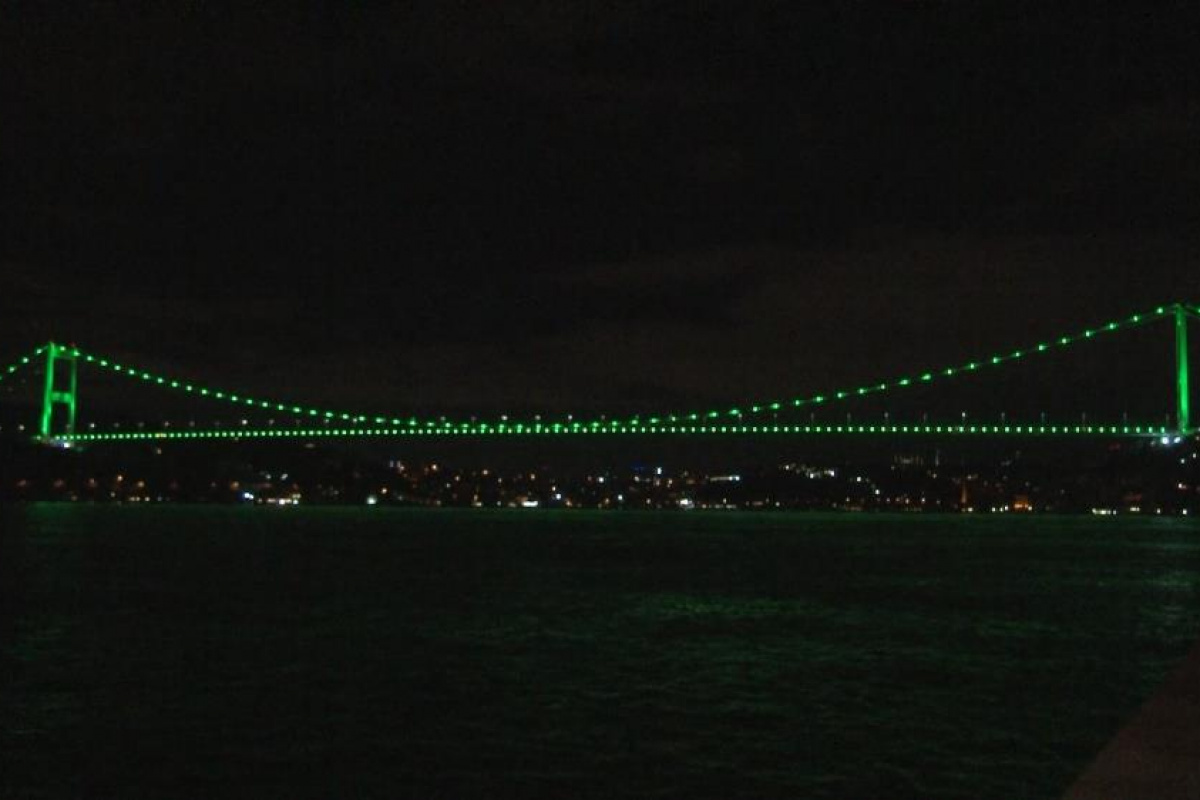 İstanbul&#039;da köprüler &quot;Serebral Palsi&quot; hastalığına dikkat çekmek amacıyla yeşil renge büründü