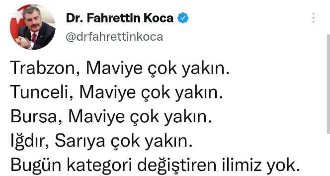Bakan Koca: Iğdır, sarıya yakın