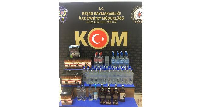 Keşan’da 62 şişe kaçak içki ele geçirildi