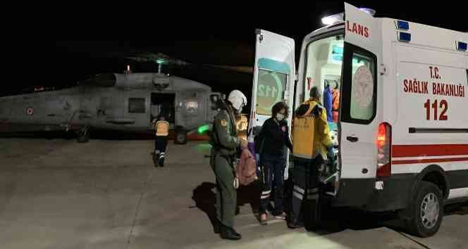 Gökçeada’da erken doğuma helikopterle tahliye