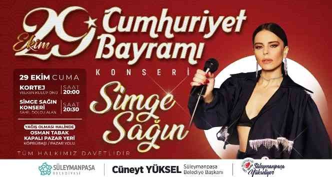 Süleymanpaşa 29 Ekim coşkusunu Simge Sağın konseri ile yaşayacak