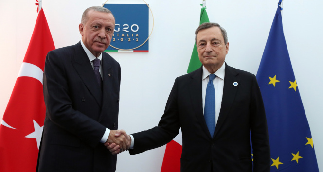 Cumhurbaşkanı Erdoğan, İtalya Başbakanı Draghiyi kabul etti
