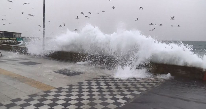 Tekirdağda şiddetli fırtına: Dev dalgalar kıyıya vurdu