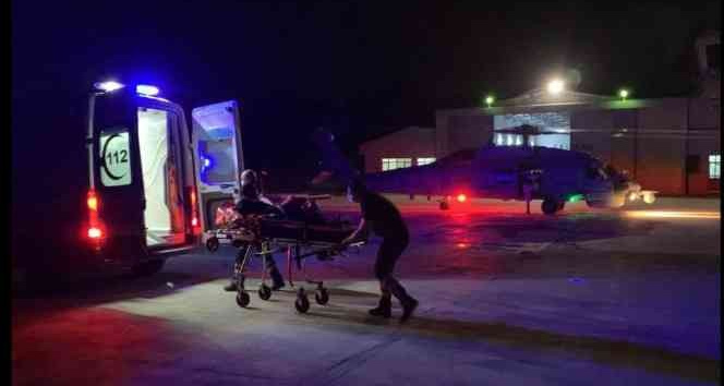 Helikopterle Çanakkale’ye tahliye edildi