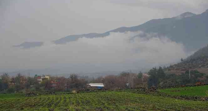 Yağmur sonrası sis bulutları ile şelale görsel şölen sundu