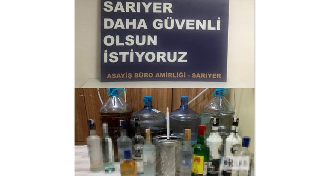 Sarıyer’de ev görünümlü sahte alkol imalathanesine baskın kamerada