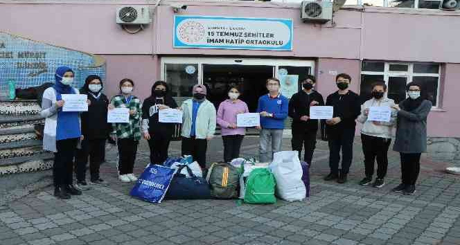 Samsun’daki okuldan evi yanan aileye destek