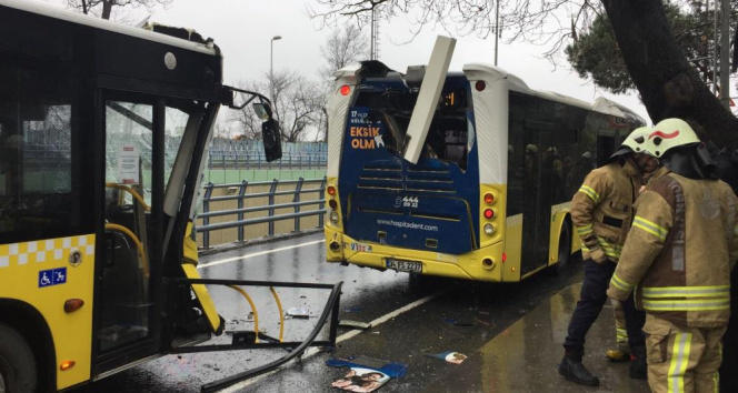 Sarıyerde İETT otobüsleri çarpıştı: 3 yolcu yaralandı