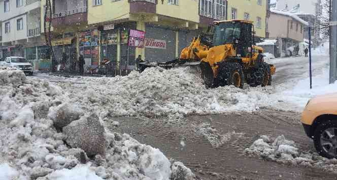 Karlıova’da karlar kamyonlarla kent dışına taşınıyor
