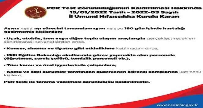 Nevşehir Valiliğinden "PCR testi" açıklaması