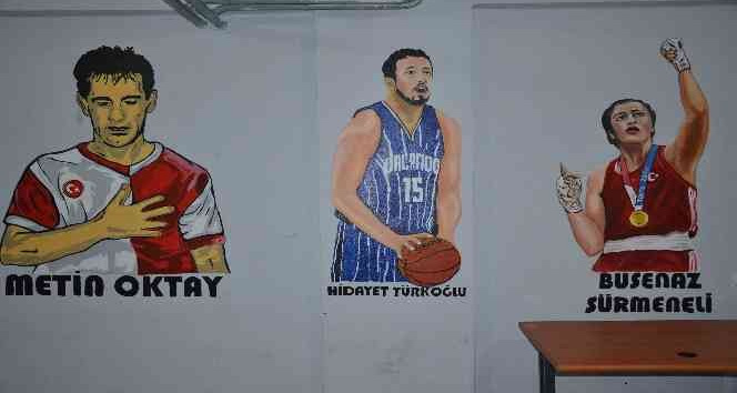 Şırnak’ta milli sporcular duvarlara resmedildi