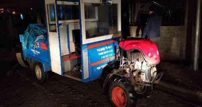 Hırsızların çaldığı tarım aracı ve 1 ton hurda okul bahçesinde bulundu