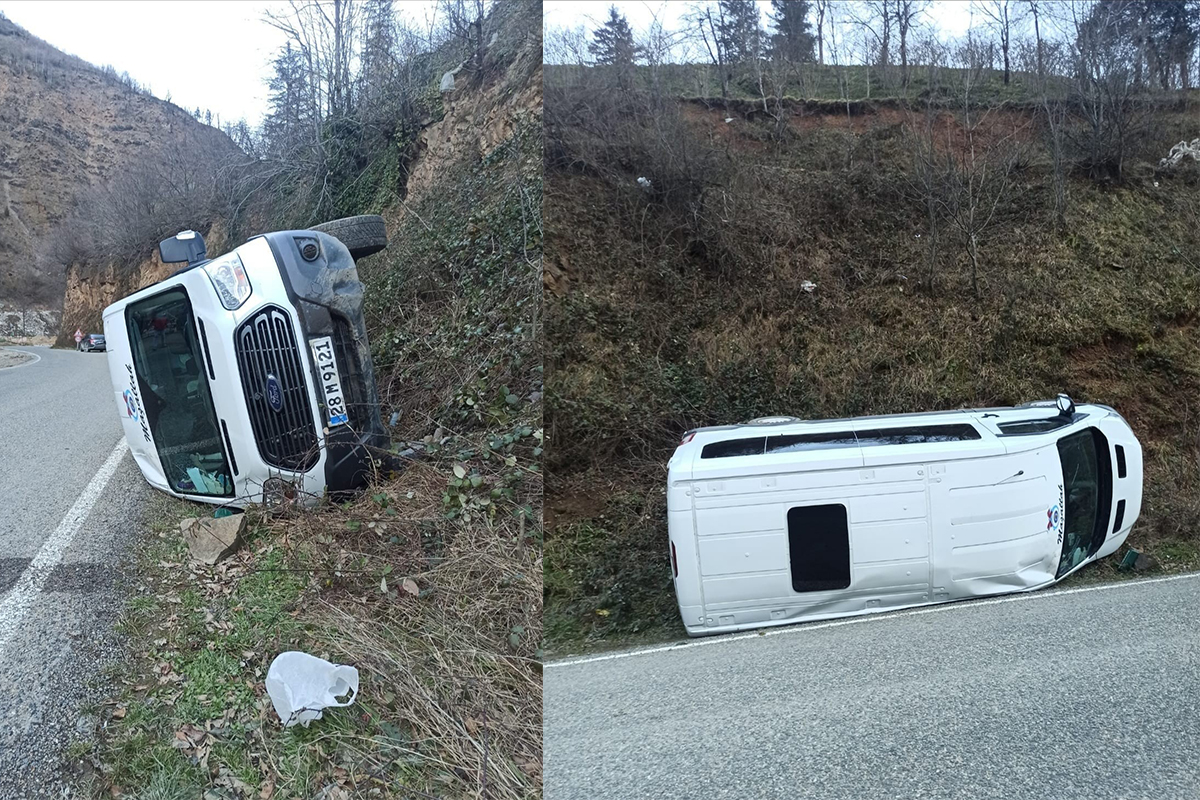 Giresun'da öğrenci servisi devrildi: 3'ü öğrenci 4 yaralı