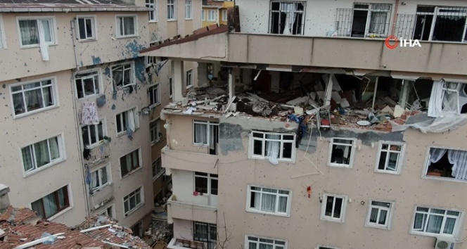 Üsküdar’da patlamanın binada bıraktığı tahribat havadan görüntülendi