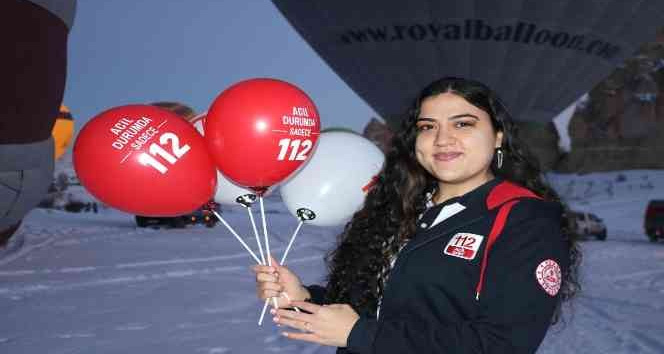 Kapadokya’da balonlar ’112’ için havalandı