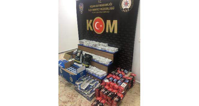 Keşan’da 53 bin doldurulmuş makaron ve kaçak tütün ele geçirildi