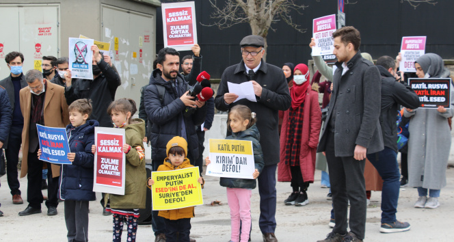 Ankarada Rusya Büyükelçiliği önünde protesto