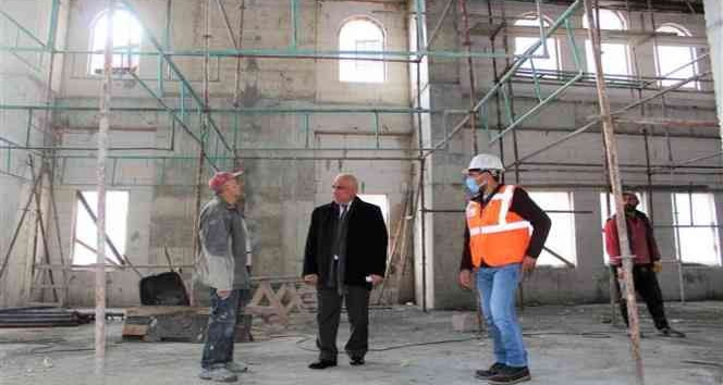 720 kişilik Ertuğrul Gazi Camii’nin inşaat çalışmalarında sona yaklaşıldı