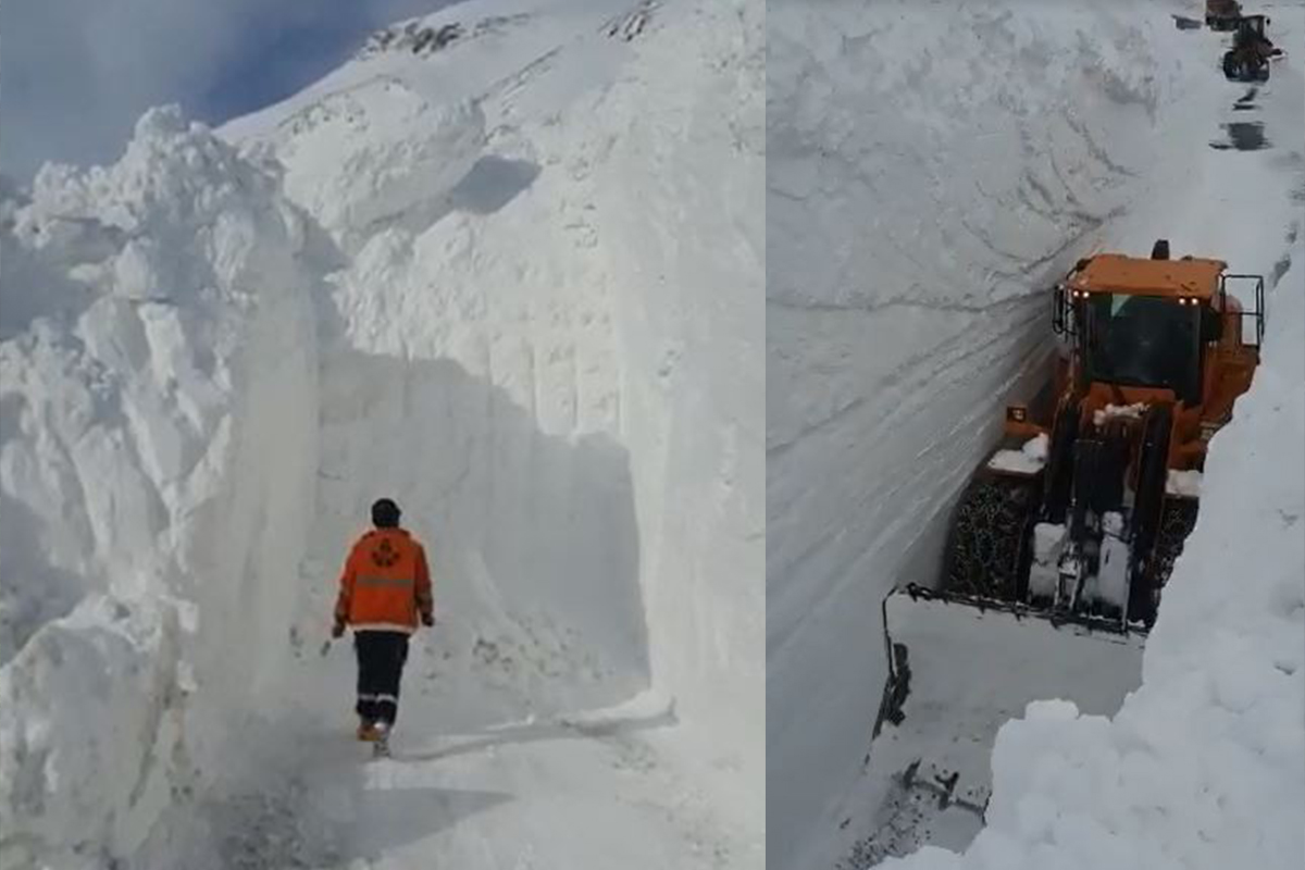 Van-Bahçesaray karayoluna çığ düştü, kar kalınlığı 10 metreyi buldu