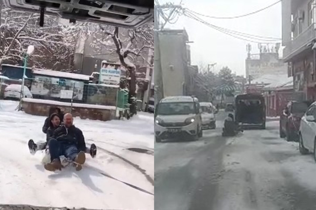 Bursa'da kar ve buzu eğlenceye çevirdiler
