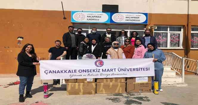 ÇOMÜ gönüllülerinden Akçapınar Ortaokulu’na destek