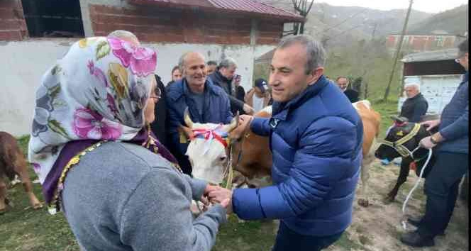 Heyelanda hayvanlarını kaybeden aileye Vali Sonel’den yeni hayvan desteği