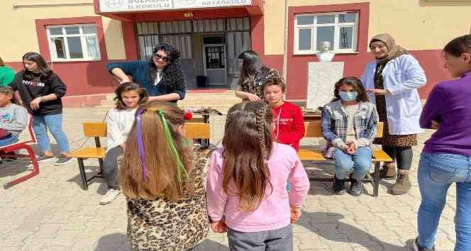 Köy okullarındaki öğrencilere saç bakımı
