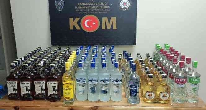 Çanakkale’de 138 şişe kaçak içki ele geçirildi