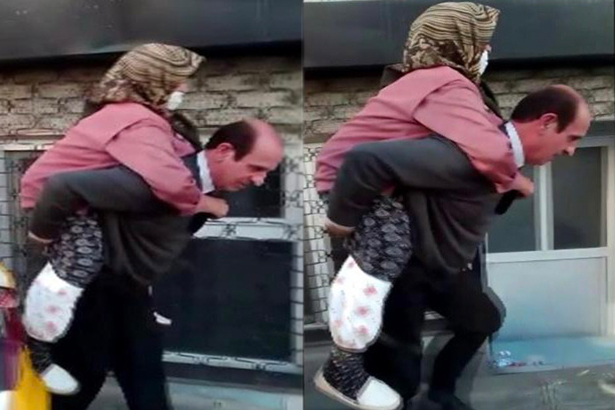 İstanbul'da yürekleri ısıtan görüntü: Taksici yaşlı kadını sırtında taşıdı