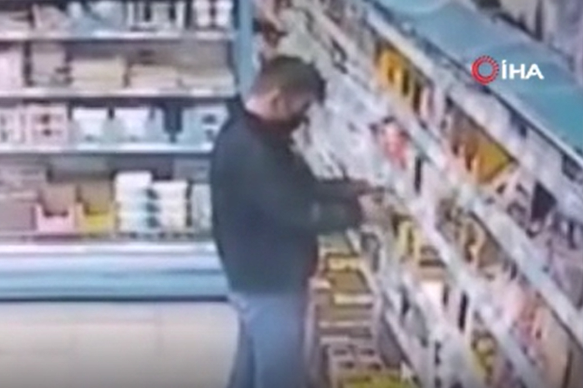 Peynir hırsızı kameralara yakalandı